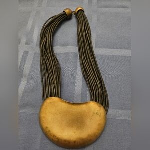 #4 - Leather Cord Necklace w/Goldtone Medallion